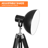NNEDPE Sarantino Tripod Floor Spot Lamp Reading Adjustable Height Metal Black