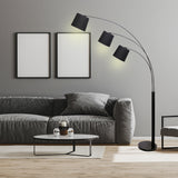 NNEDPE Sarantino 3-Light Arc Floor Lamp Adjustable Black Taper Shades