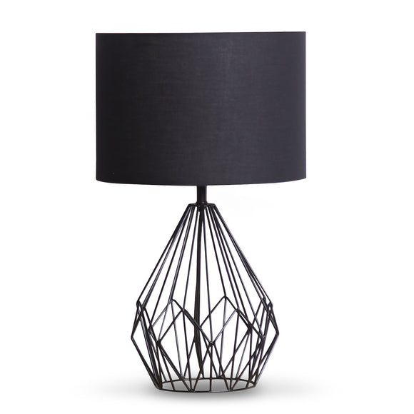 NNEDPE Sarantino Metal Wire Table Lamp in Black Finish With Black Drum Shade