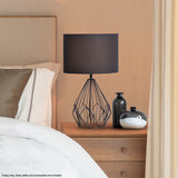 NNEDPE Sarantino Metal Wire Table Lamp in Black Finish With Black Drum Shade