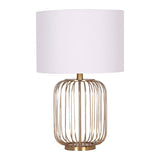 NNEDPE Sarantino Rose Gold Table Lamp with Linen Drum Shade