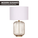 NNEDPE Sarantino Rose Gold Table Lamp with Linen Drum Shade
