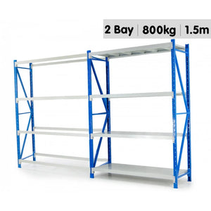 NNEDPE 2 Garage Storage Steel Rack Long Span Shelving 1.5m-wide 400kg