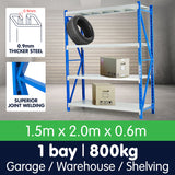 NNEDPE 1 Bay Garage Storage Steel Rack Shelving 1.5m 800kg