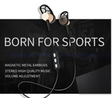 NNEIDS Bluetooth Wireless Headset Magnetic Sports Eeadphones Gold