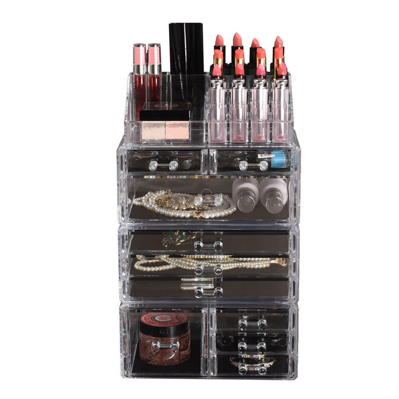 NNEIDS Cosmetic 10 Drawer Makeup Organizer Storage Jewellery Holder Box Acrylic Display