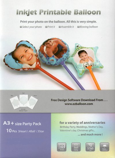 NNEIDS Inkjet Printable Balloons A3+ Size 10pcs (Party Pack)