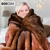 NNEDPE Laura Hill 800GSM Heavy Double-Sided Faux Mink Blanket - Chocolate