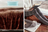 NNEDPE 600GSM Large Double-Sided Faux Mink Blanket - Chocolate