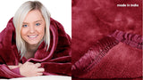 NNEDPE Laura Hill 600GSM Faux Mink Blanket Double-Sided Queen Size - Wine Red