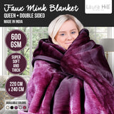 NNEDPE Laura Hill 600GSM Large Double-Sided Faux Mink Blanket - Purple