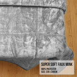 NNEDPE Laura Hill 600GSM Faux Mink Blanket Double-Sided Queen Size - Silver