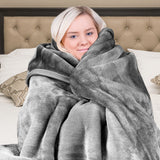NNEDPE Laura Hill 600GSM Faux Mink Blanket Double-Sided Queen Size - Silver