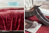 NNEDPE Laura Hill 600GSM Faux Mink Blanket Double-Sided Queen Size - Wine Red