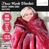 NNEDPE Laura Hill Faux Mink Blanket 800GSM Heavy Double-Sided - Red