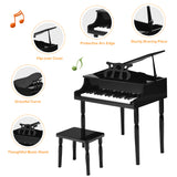 NNECW 30-Key Classic Baby Grand Piano with Bench &amp Music Rack-Black