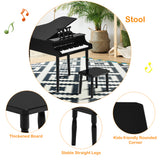 NNECW 30-Key Classic Baby Grand Piano with Bench &amp Music Rack-Black