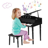 NNECW 30-Key Classic Baby Grand Piano with Bench &amp Music Rack-Black