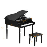 NNECW 30-Key Classic Baby Grand Piano with Bench &amp Music Rack-Black