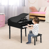 NNECW 30-Key Classic Baby Grand Piano with Bench &amp Music Rack-Black