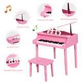 NNECW 30-Key Classic Baby Grand Piano with Bench &amp Music Rack-Pink