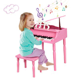 NNECW 30-Key Classic Baby Grand Piano with Bench &amp Music Rack-Pink