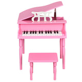 NNECW 30-Key Classic Baby Grand Piano with Bench &amp Music Rack-Pink