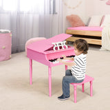 NNECW 30-Key Classic Baby Grand Piano with Bench &amp Music Rack-Pink