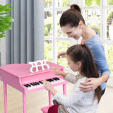 NNECW 30-Key Classic Baby Grand Piano with Bench &amp Music Rack-Pink