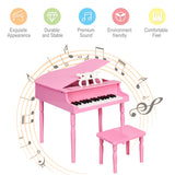 NNECW 30-Key Classic Baby Grand Piano with Bench &amp Music Rack-Pink