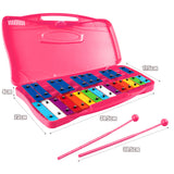NNECW 25 Note Xylophone with suitcase-like outlook for Kids-Pink
