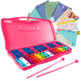 NNECW 25 Note Xylophone with suitcase-like outlook for Kids-Pink