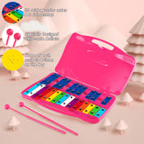 NNECW 25 Note Xylophone with suitcase-like outlook for Kids-Pink