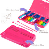 NNECW 25 Note Xylophone with suitcase-like outlook for Kids-Pink