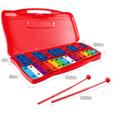 NNECW 25 Note Xylophone with suitcase-like outlook for Kids-Red