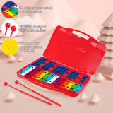 NNECW 25 Note Xylophone with suitcase-like outlook for Kids-Red