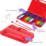 NNECW 25 Note Xylophone with suitcase-like outlook for Kids-Red