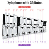 NNECW 30 Note Glockenspiel Xylophone with Wood Base and Metal Keys for Kids
