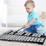 NNECW 30 Note Glockenspiel Xylophone with Wood Base and Metal Keys for Kids