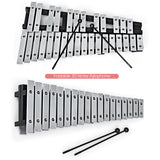 NNECW 30 Note Glockenspiel Xylophone with Wood Base and Metal Keys for Kids