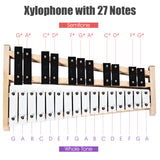 NNECW 27 Notes Glockenspiel Xylophone with Wooden Base for Kids