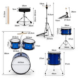 NNECW 5-Piece Junior Drum Set For Kids -Blue