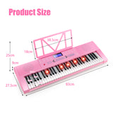 NNECW 61-Key Electric Piano Portable Digital Keyboard with Key Music Stand-Pink