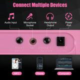 NNECW 61-Key Electric Piano Portable Digital Keyboard with Key Music Stand-Pink