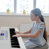 NNECW 61-Key Electric Piano Portable Digital Keyboard with Key Music Stand-White