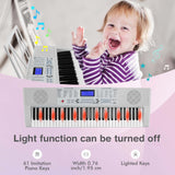 NNECW 61-Key Electric Piano Portable Digital Keyboard with Key Music Stand-White