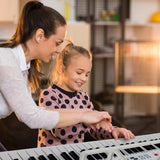 NNECW 61-Key Electric Piano Portable Digital Keyboard with Key Music Stand-White