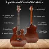 NNECW 104 cm Cutaway Folk Standard Full Size 6 String Guitar for Beginner Adults
