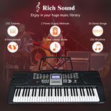 NNECW 61-Key Electric Piano Keyboard with Microphone Headphone
