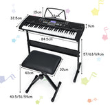 NNECW 61-Key Electric Piano Keyboard with Microphone Headphone